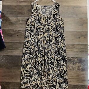 George Black and Cream Leaf Print Dress